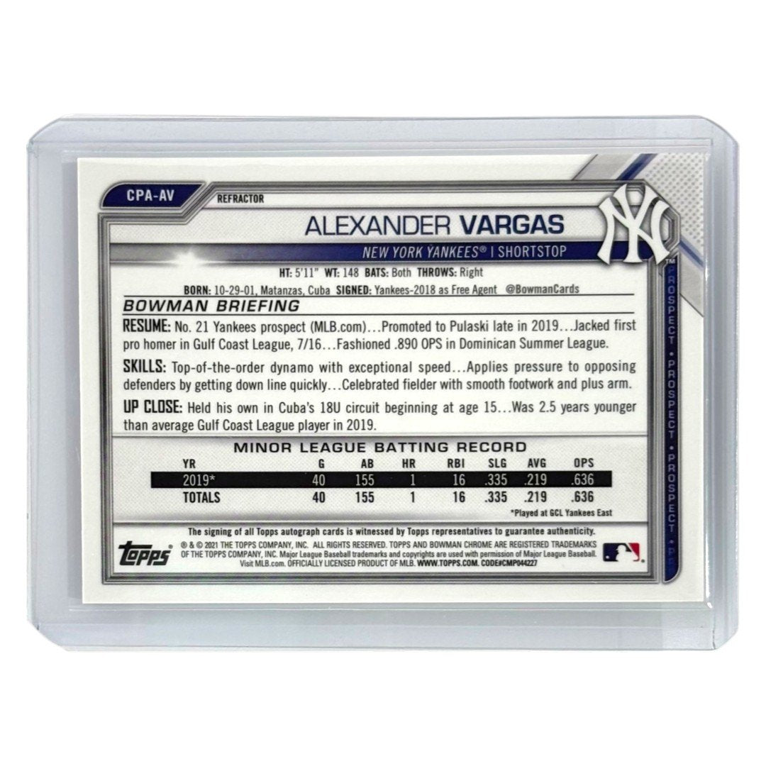 TOPPS MLBカード BOWMAN CHROME 1ST ALEXANDER VARGAS NEW YORK YANKEES /499 #CPA-AV 中古 IT1