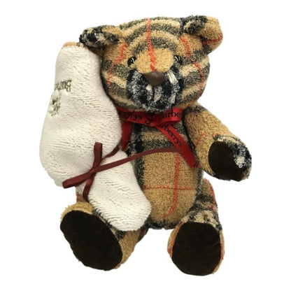 BURBERRY バーバリー ベア ぬいぐるみ ハンカチセット ノバチェック クマ タオル地 インテリア 手足可動 ベージュ 中古 T1