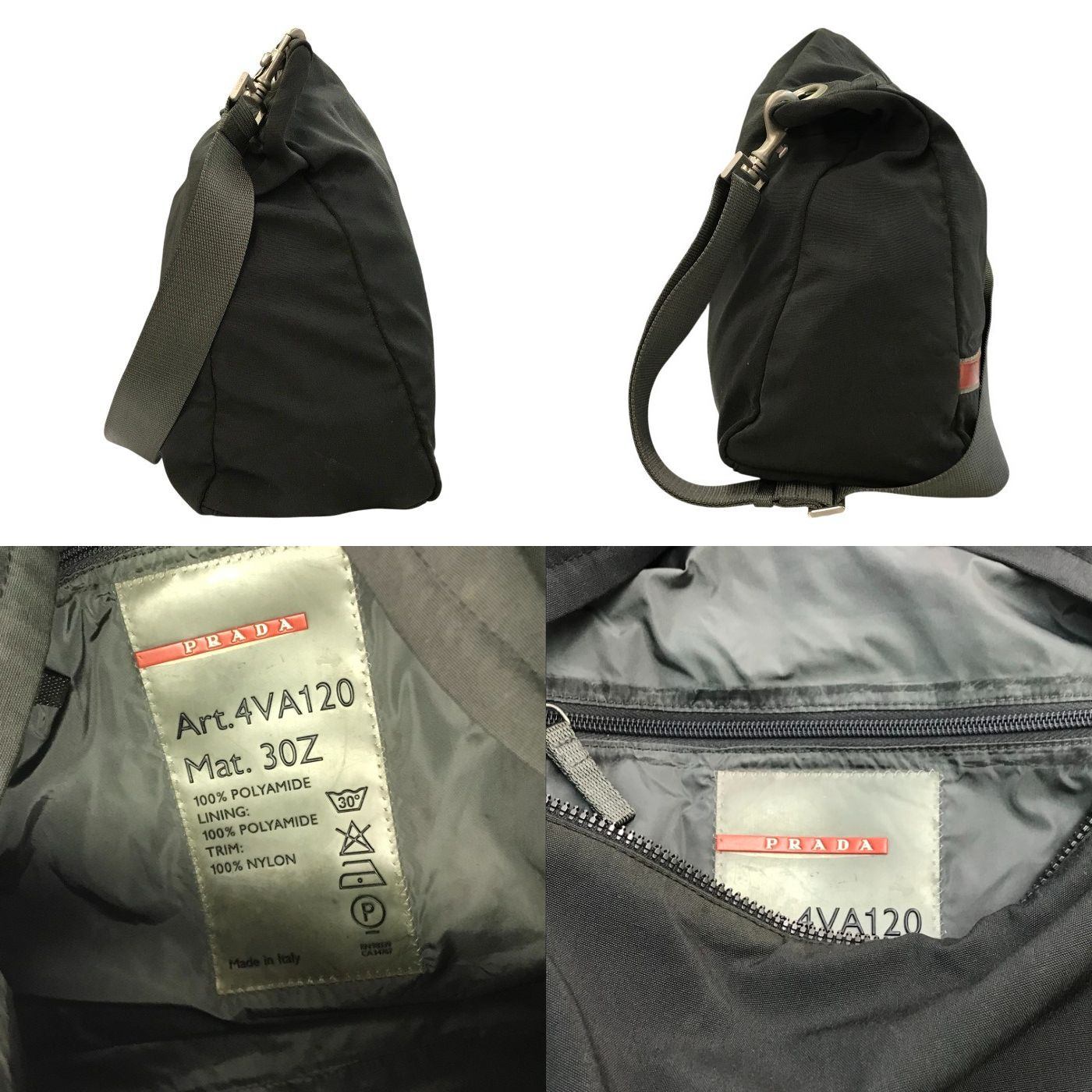 PRADA プラダ スポーツ ショルダーバッグ ユニセックス ナイロン 斜め掛け 大容量 グレー 4VA120 中古 T1
