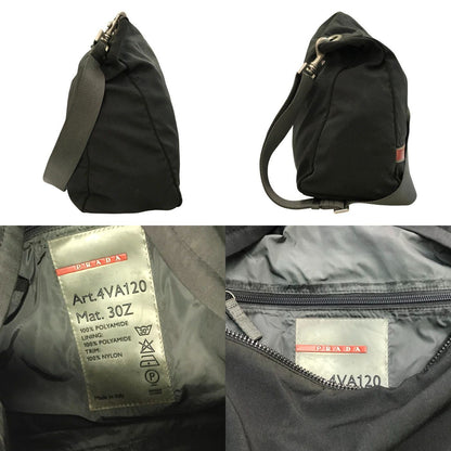 PRADA プラダ スポーツ ショルダーバッグ ユニセックス ナイロン 斜め掛け 大容量 グレー 4VA120 中古 T1