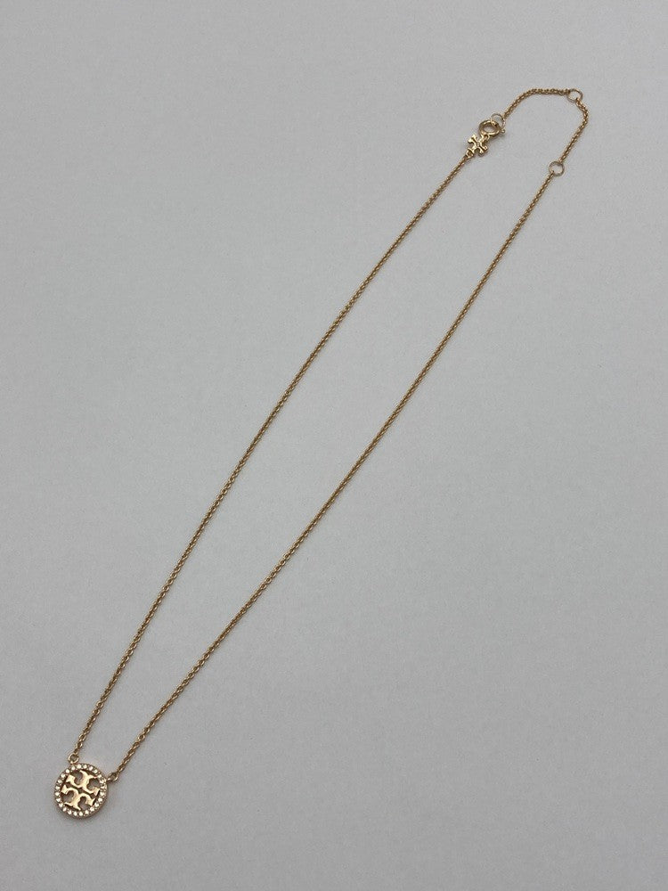 TORY BURCH トリーバーチ アイコン パヴェ ペンダント ネックレス 中古 D4