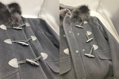 Harrods ハロッズ アンゴラ混 フォックスファー ダッフルコート 15505061 サイズ1 ブラック 中古 D4