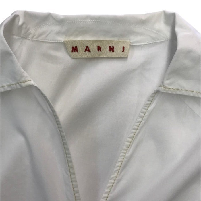 MARNI マルニ スキッパーシャツ レディース 七分袖 オーガニックコットン ロゴ刺繍 プルオーバー ホワイト 38サイズ TTMA0226A0 中古 T1