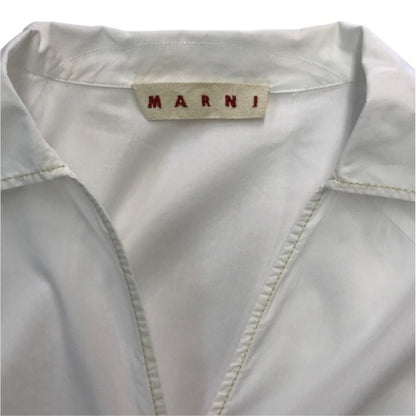 MARNI マルニ スキッパーシャツ レディース 七分袖 オーガニックコットン ロゴ刺繍 プルオーバー ホワイト 38サイズ TTMA0226A0 中古 T1