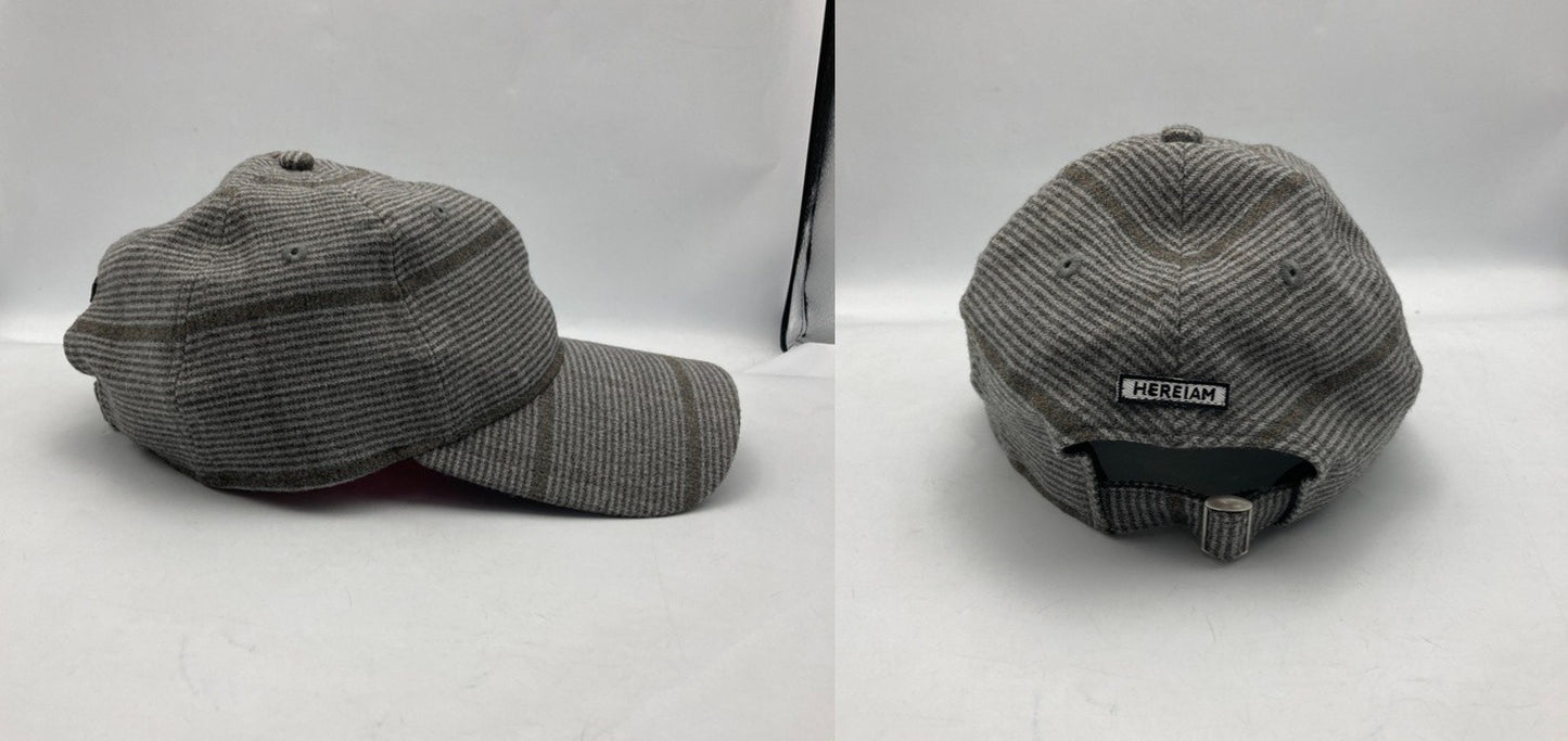 HEREIAM ヘレイアム ニューエラ別注 ロングバイザー メタルフラッグ グレーチェック 中古 D4