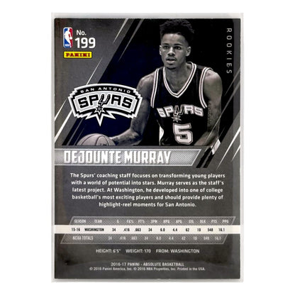 PANINI NBAカード ABSOLUTE DEJOUNTE MURRAY SPURS /999 #199 中古 IT1