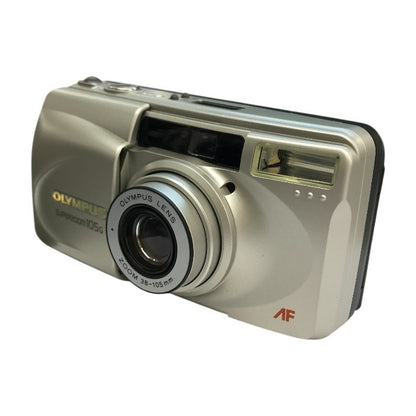 OLYMPUS オリンパス スーパーズーム コンパクトカメラ シルバー フィルム ズームレンズ フラッシュ 105G 中古 T1