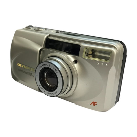 OLYMPUS オリンパス スーパーズーム コンパクトカメラ シルバー フィルム ズームレンズ フラッシュ 105G 中古 T1