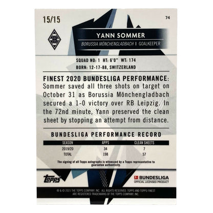 TOPPS サッカーカード FINEST YANN SOMMER MONCHENGLADBACH 15/15 #74 中古 IT2