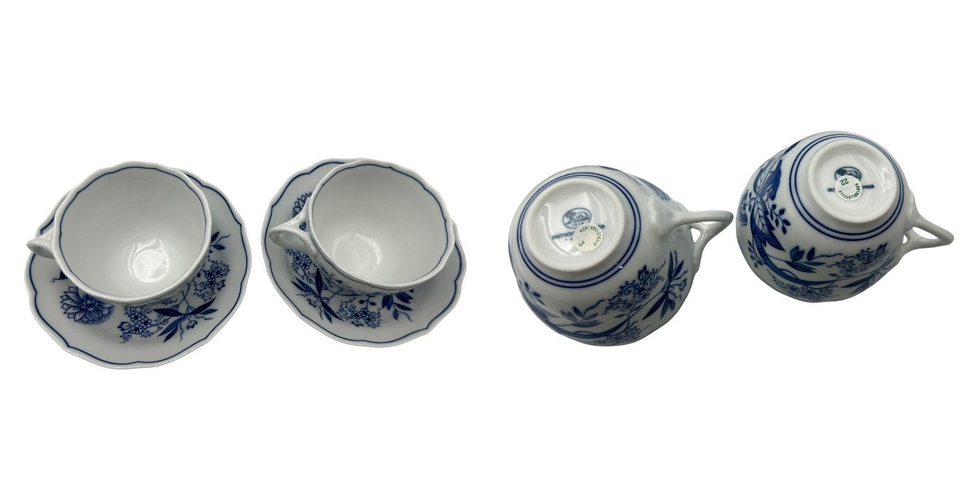 HUTSCHENREUTHER フッチェンロイター ブルーオニオン スクエアプレート24cm＆コーヒー ペア 洋食器 カップ＆ソーサー 皿 中古 W４