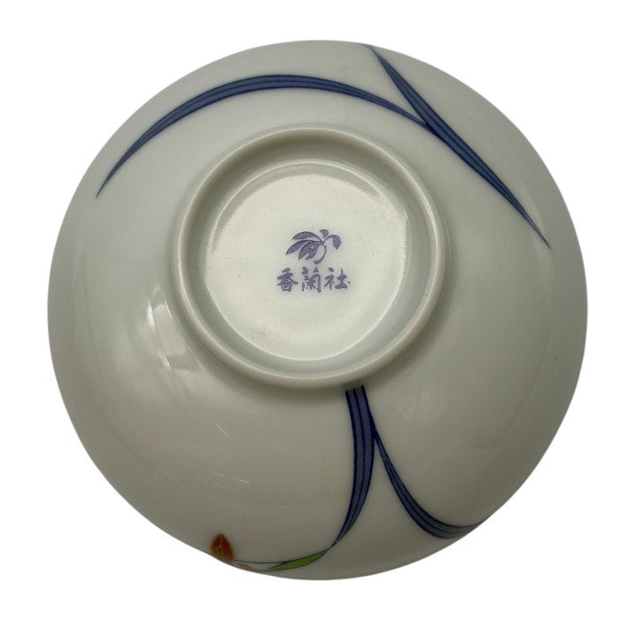 香蘭社 オーキッドレース 蓋付き湯吞揃い 5客 食器 和食器 湯呑 中古 W1