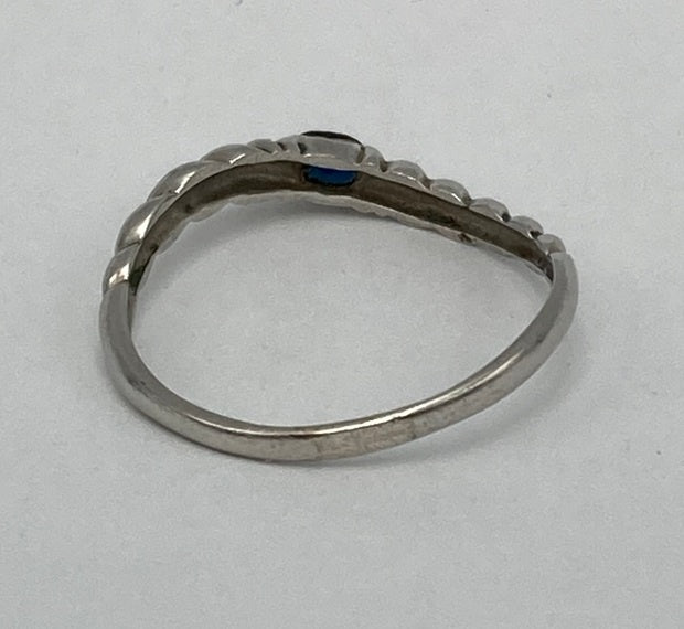 Pt900 青石0.21ct デザインリング 22号 中古 D4