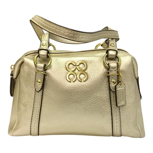COACH コーチ ミニボストンバッグ レディース レザー ハンドバッグ オプアート メタリックゴールド 45524 中古 T1