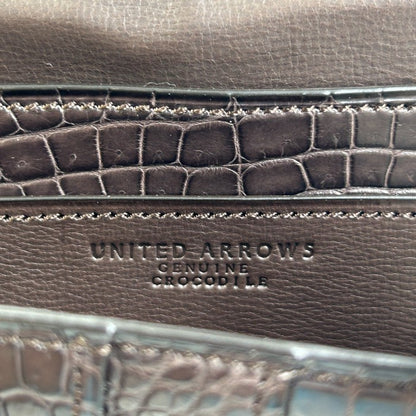 UNITED ARROWS CROCO 長財布 メンズ ワニ革 ブラウン ユナイテッドアローズ クロコダイル 札入れ カード入れ 中古 W1
