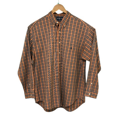 Ralph Lauren ラルフローレン シャツ メンズ 長袖 チェック オレンジ/ネイビー Lサイズ トップス ビッグシャツ 中古 W1