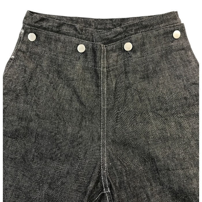 TUKI ツキ Type3 デニムパンツ ユニセックス コットン ジーンズ ワイド フラップ マリンパンツ ブラックデニム 0サイズ TU-0032 中古 T1