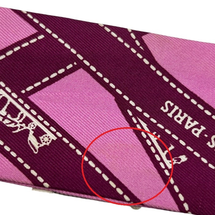 HERMES エルメス ボルデュック ツイリー スカーフ レディース ピンク パープル ブランド シルク 中古 W４