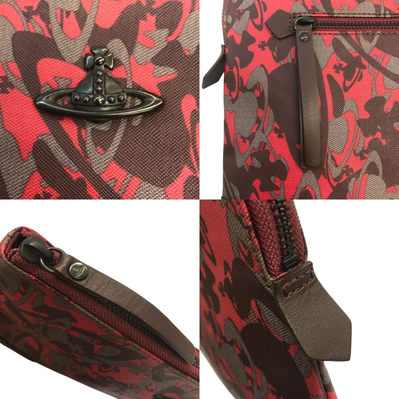 Vivienne Westwood クラッチバッグ ユニセックス オーブ カモフラージュ 迷彩 A4収納可 レッド/ブラウン 中古 T1