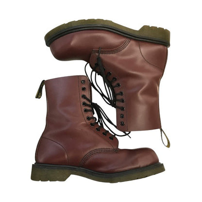 Dr.Martens ドクターマーチン 10ホール ブーツ レディース スチールトゥ ロング レースアップ バーガンディ UK6(25cm) 1919 中古 T1