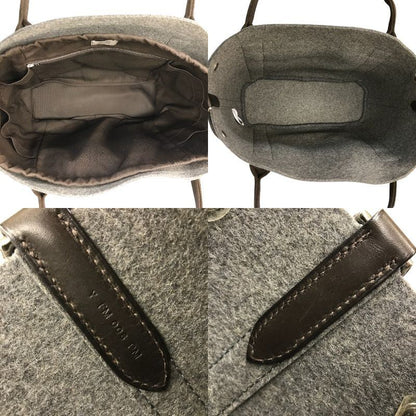 HERMES エルメス サックドパンサージュ トートバッグ ユニセックス フェルト ソーエルメス 限定 2way グレー/ブラウン 中古 T1