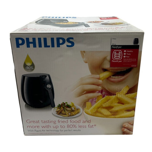 未開封品 PHILIPS フィリップス ノンフライヤー HD9220 ブラック 調理家電 ヘルシー 揚げ物 30分タイマー 温度調整 レシピ本 中古 W４