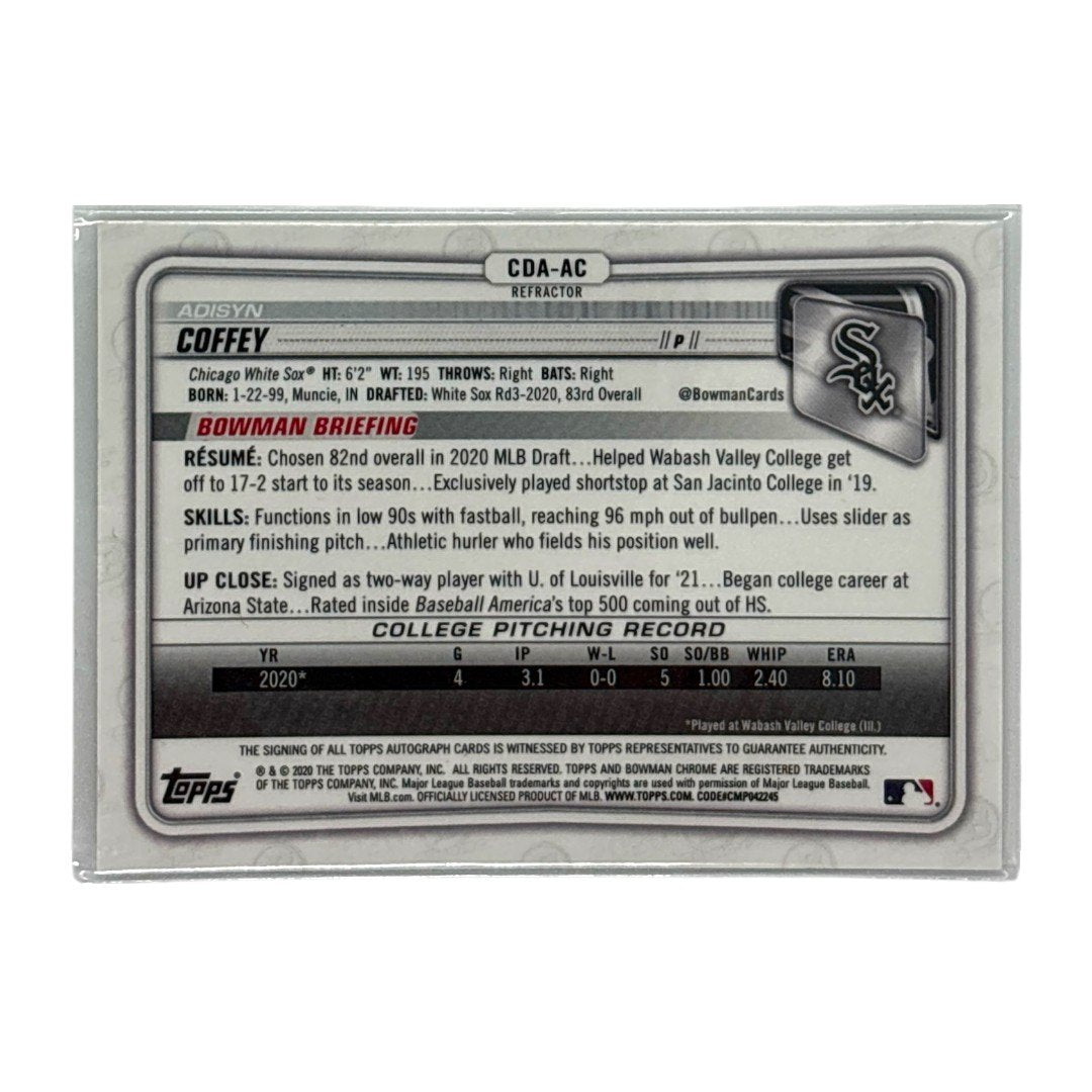 TOPPS MLBカード BOWMAN CHROME 1ST ADISYN COFFEY CHICAGO WHITE SOX /499 #CDA-AC 中古 IT1