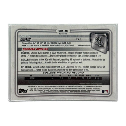 TOPPS MLBカード BOWMAN CHROME 1ST ADISYN COFFEY CHICAGO WHITE SOX /499 #CDA-AC 中古 IT1