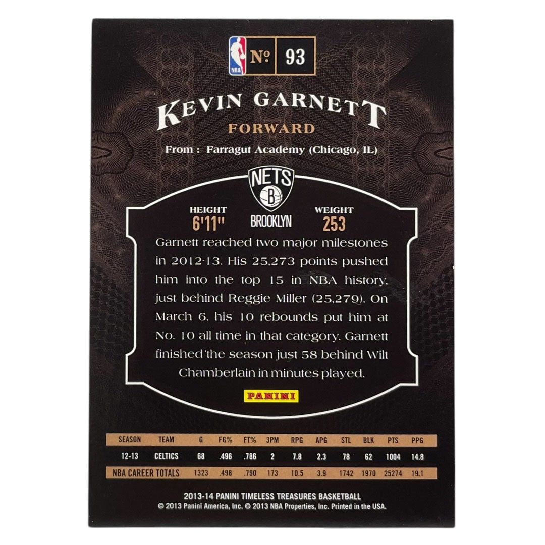 PANINI NBAカード TIMELESS TREASURES KEVIN GARNETT BROOKLYN NETS /299 #93 中古 IT2