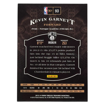 PANINI NBAカード TIMELESS TREASURES KEVIN GARNETT BROOKLYN NETS /299 #93 中古 IT2
