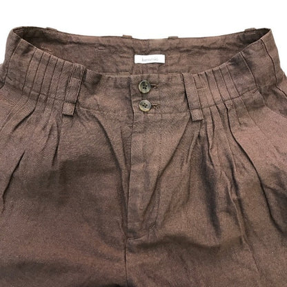 hatsutoki ハツトキ タックパンツ レディース コットン/リネン 麻混 ジッパーフライ ブラウン系 1サイズ LS-22PT-01 中古 T1