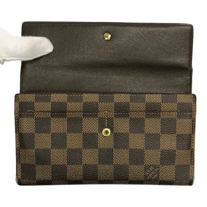 LOUIS VUITTON ルイヴィトン ダミエ エベヌ ポルトフォイユ インターナショナル 長財布 ユニセックス 3つ折り 定番 ブラウン N61217 中古 T1
