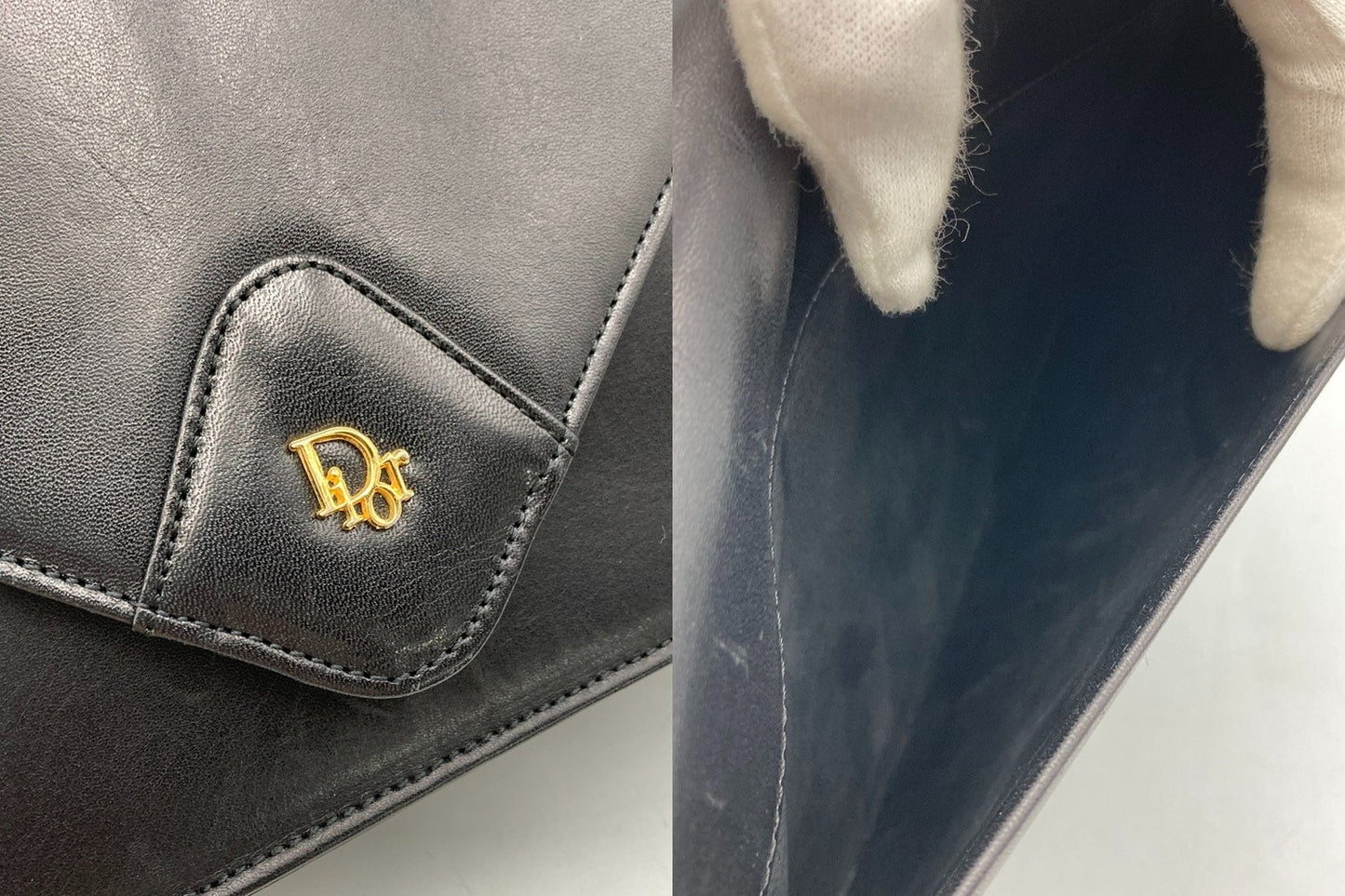 Christian Dior クリスチャンディオール ヴィンテージ レザー ショルダーバッグ 中古 D4