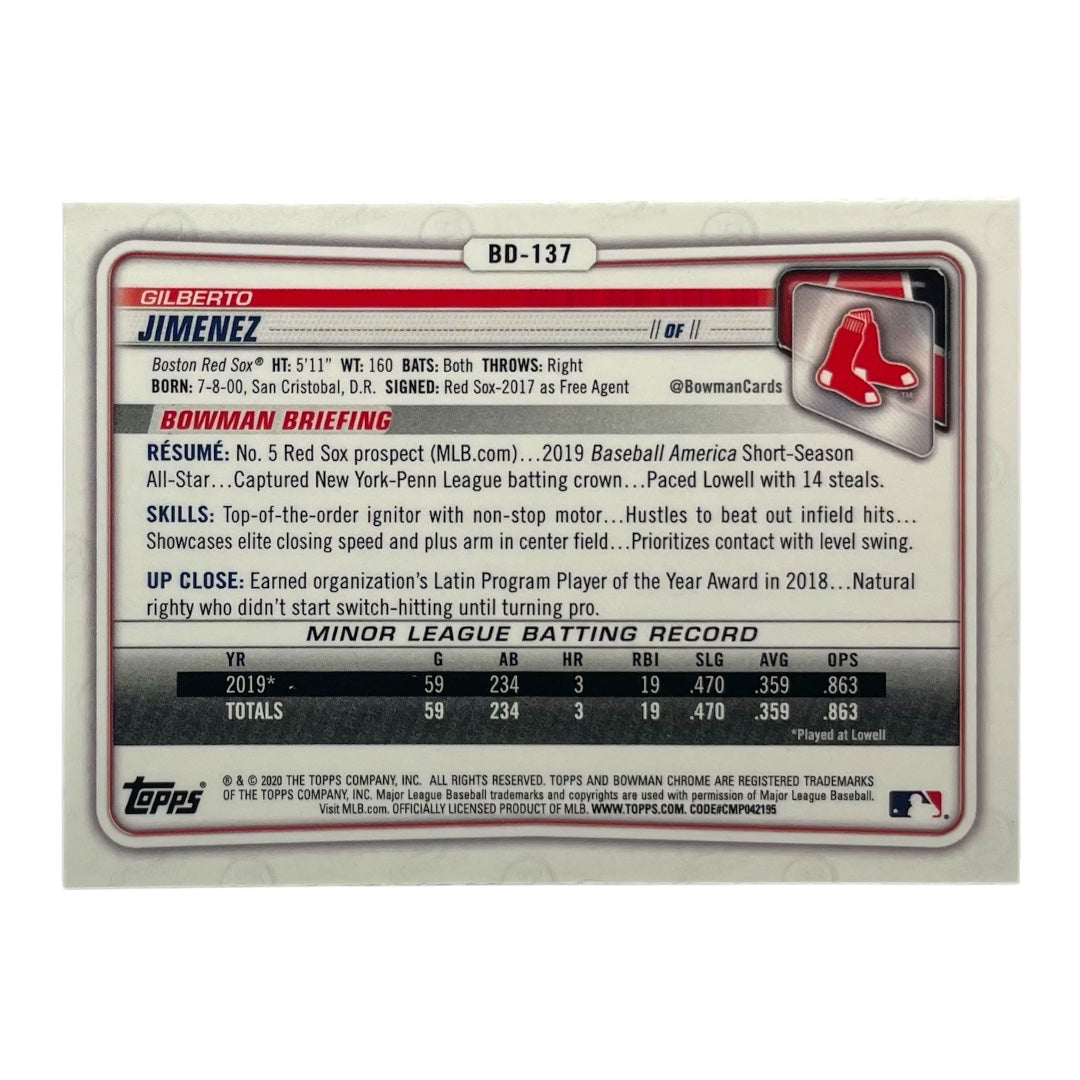 TOPPS MLBカード BOWMAN CHROME GILBERTO JIMENEZ BOSTON RED SOX #BD-137 中古 IT2