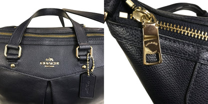 COACH コーチ ラグジュアリー クロスグレーン レザー プリーテッド レザー ハンドバッグ F34680 レディース ネイビー ブランド レディース 鞄 ショルダー 2WAY 中古 WK1