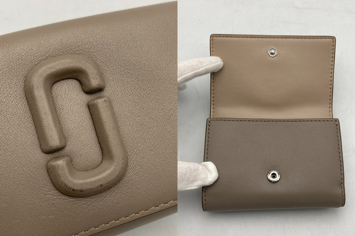 MARC JACOBS マークジェイコブス ザ レザー カバード Jマーク トライフォールド ウォレット 三つ折り財布 中古 D4