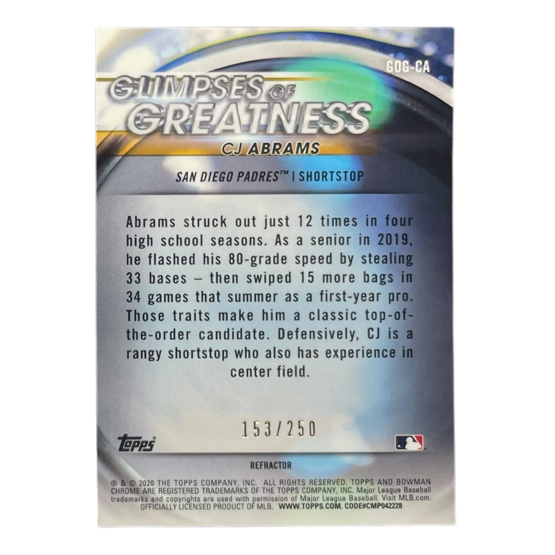 TOPPS MLBカード BOWMAN CHROME CJ ABRAMS SAN DIEGO PADRES /250 #GOG-CA 中古 IT2