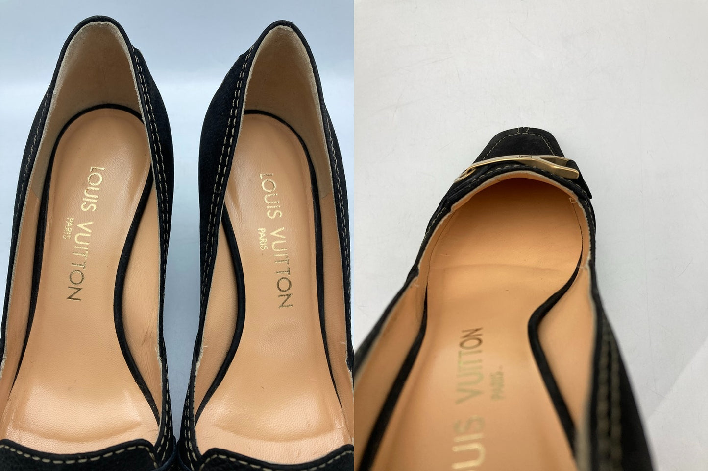 LOUIS VUITTON ルイヴィトン スエード パンプス サイズ37 ブラック 中古 D4