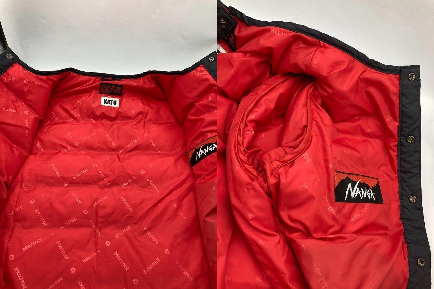 Marmot × KATO’ × NANGA トリプルコラボ 半袖ダウンジャケット サイズS メンズ 中古 D4