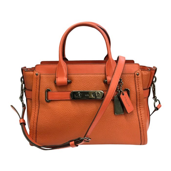 COACH コーチ スワッガー 27 キャリーオール ハンドバッグ レディース 2way ショルダー 斜め掛け オレンジ 34816 中古 T1