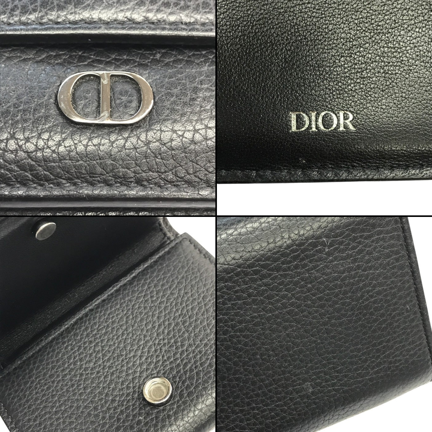 Dior ディオール CD Icon 財布 ユニセックス 三つ折りウォレット レザー コンパクト アイコン ロゴ ブラック 中古 T1