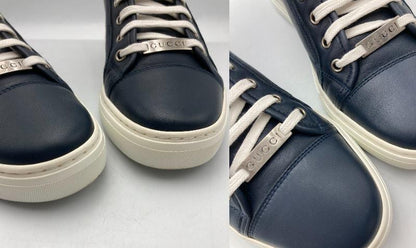 GUCCI グッチ ハイカット レザースニーカー ロゴプレート 423300 サイズ6 中古 D4