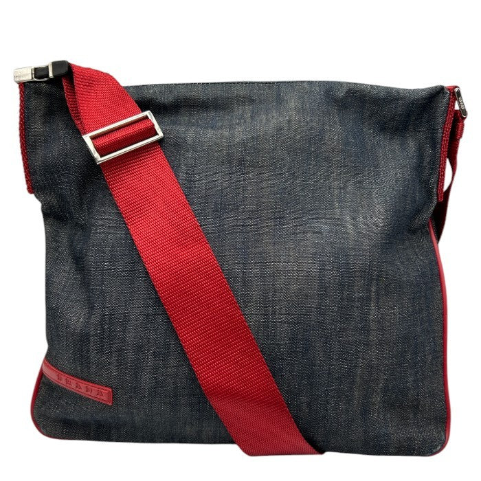 PRADA SPORT プラダ スポーツ ショルダー バッグ 4VA433 鞄 ブランド レディース デニム レッド サコッシュ 中古 W４