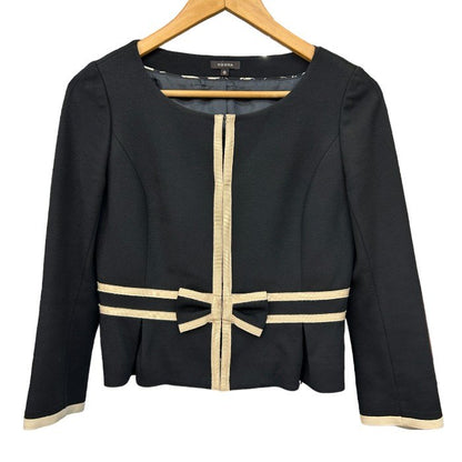 TOCCA トッカ ジャケット レディース リボン ノーカラー ブラック 0サイズ TOIA1800 アウター 春 かわいい フェミニン 中古 W４