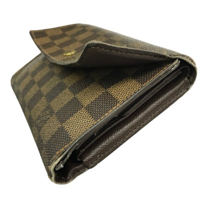 LOUIS VUITTON ルイヴィトン ダミエ ポルトトレゾールインターナショナル 長財布 ユニセックス 三つ折り 小銭入れあり ホック ブラウン N61215 中古 T1