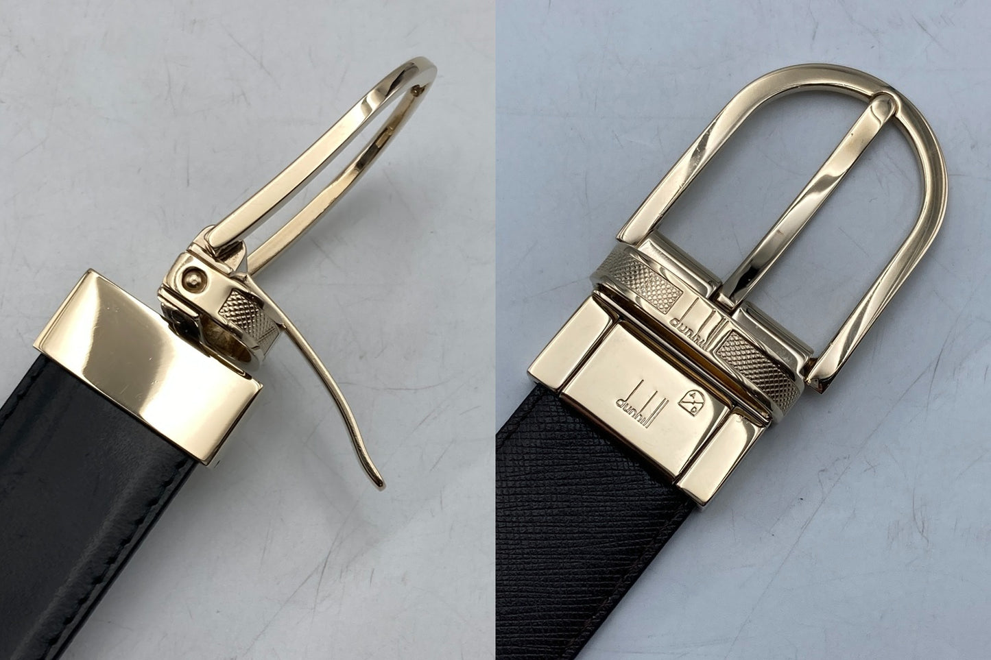 dunhill ダンヒル 回転バックル レザーベルト リバーシブル 中古 D4