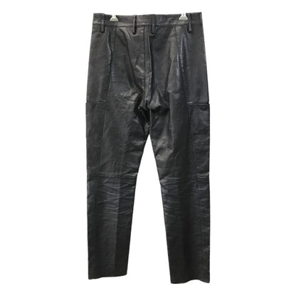 BOTTEGA VENETA ボッテガヴェネタ パンツ メンズ レザー/麻/綿 異素材 ズボン ブラック/ブルー 46サイズ 中古 T1