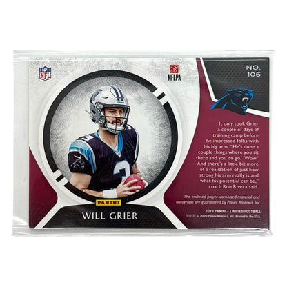 PANINI NFLカード LIMITED WILL GRIER CAROLINA PANTHERS 44/49 #105 中古 IT1