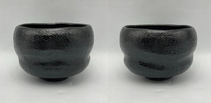 林陶造 一双茶碗 黒楽 銘「洗心」 赤楽 銘 「知足」 前大徳寺柳生紹尚書付 中古 D4