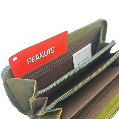 【未使用品】 NADAYA ナダヤ PEANUTS スヌーピー ファスナー 長財布 グリーン sp-73053 中古 H４