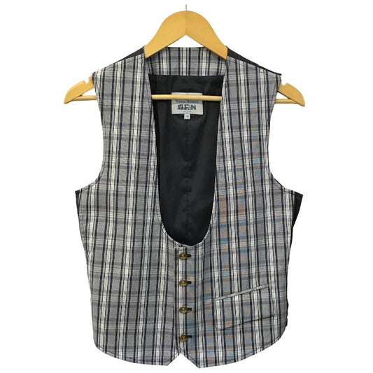 ヴィヴィアンウエストウッドマン ジレ メンズ チェック柄 ベスト オーブボタン ネイビー/ブラック 46サイズ 4447-1903 中古 T1